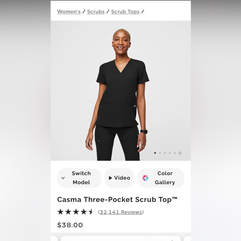 Figs Black Women's Casma Three pocket Scrub top - Small